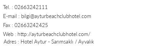 Aytur Beach Club Hotel telefon numaralar, faks, e-mail, posta adresi ve iletiim bilgileri